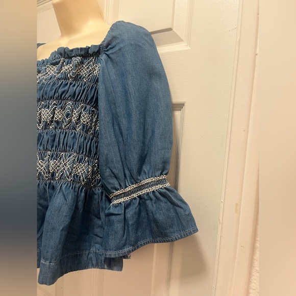 NWT Seventy + Mochi Sally 3/4
Sleeve Square Neck Top Blue Rodeo Vintage-Size 6 - Picture 7 of 12